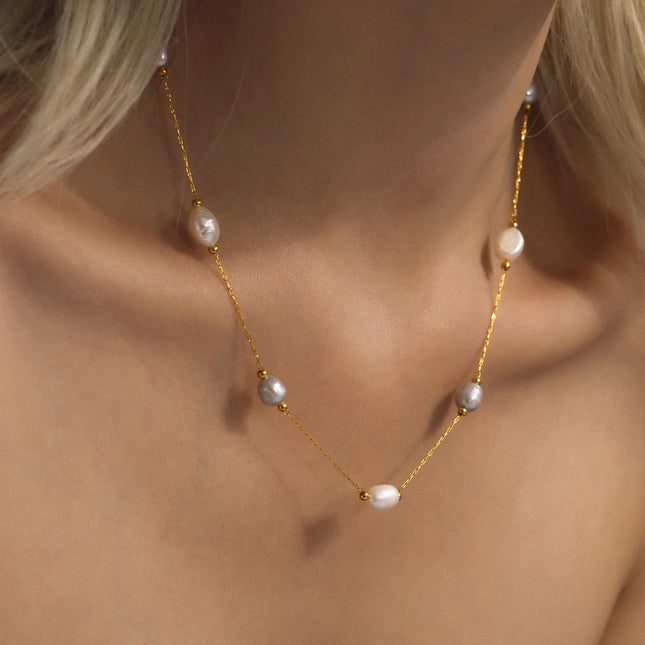 Mystery freshwater farming selection pearl necklace cross-border women's delicate clavicle chain niche necklace princess accessories women