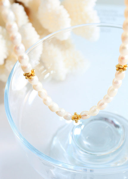 Simple and not faded, ins, fashionable, individual, freshwater, pearl, gold, accessories, necklaces, French trend jewelry