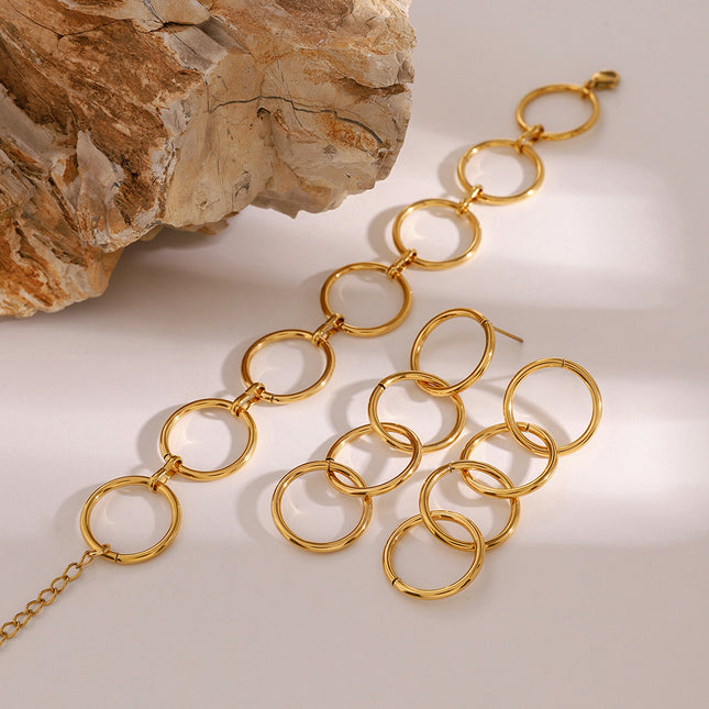 Jieding European and American stainless steel geometric ring bracelet is simple and does not fade, circle stud earrings are versatile earrings cross-border
