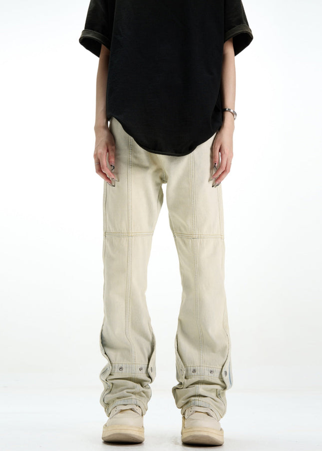 Yellow Mud Dyed Bootcut Jeans with Deconstructed Style - Men’s Jeans
