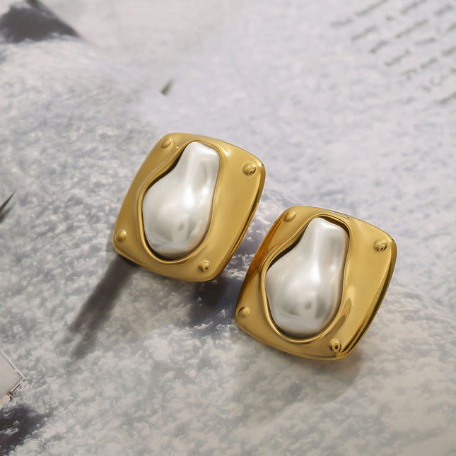 Jieding European and American stainless steel pearl earrings do not fade earrings, light luxury high-end earrings, cross-border earrings women