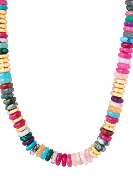 European and American new high-end national style light luxury personality natural stone abacus beads handmade beaded necklace jewelry women