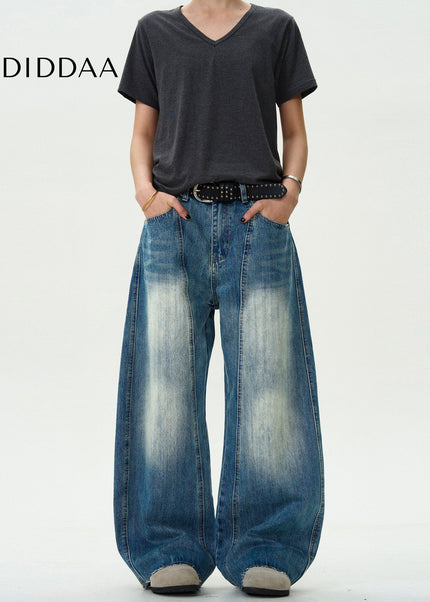 Blue Deconstructed Casual Scimitar Jeans - Men’s Jeans