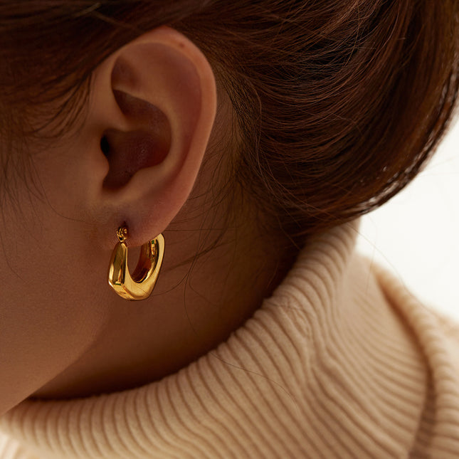 Jieding Europe and America 18k gold titanium steel earrings earrings light luxury high-end earrings do not fade jewelry stainless steel cross-border