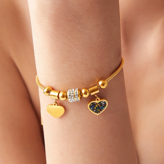 European and American ins style geometric diamond love bracelet retro versatile adjustable design stainless steel plated 18K gold jewelry