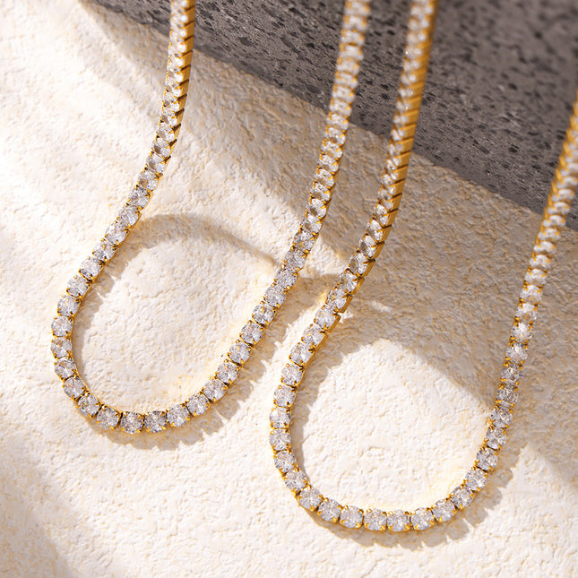 Marka: French light luxury, niche super flash zirconia necklace, necklace, titanium steel chain, plated 18k real gold, non-fading jewelry