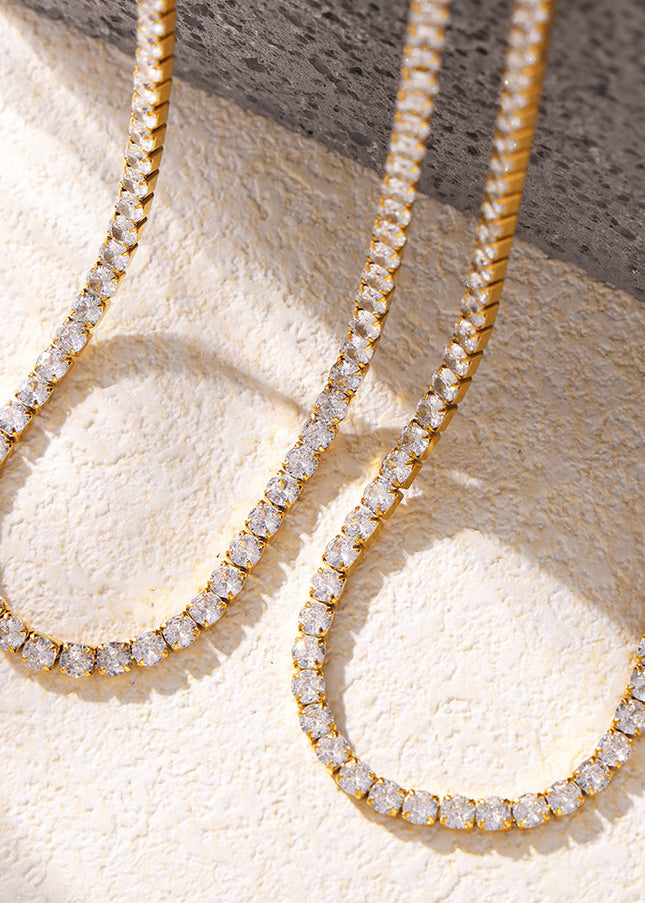 Marka: French light luxury, niche super flash zirconia necklace, necklace, titanium steel chain, plated 18k real gold, non-fading jewelry