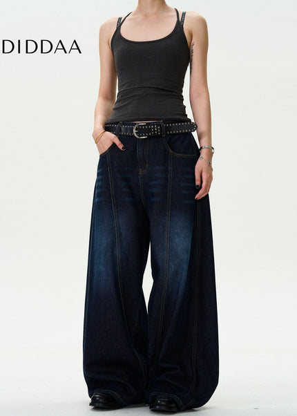 Washed Blue Distressed Wide-Leg Machete Jeans - Men’s Jeans