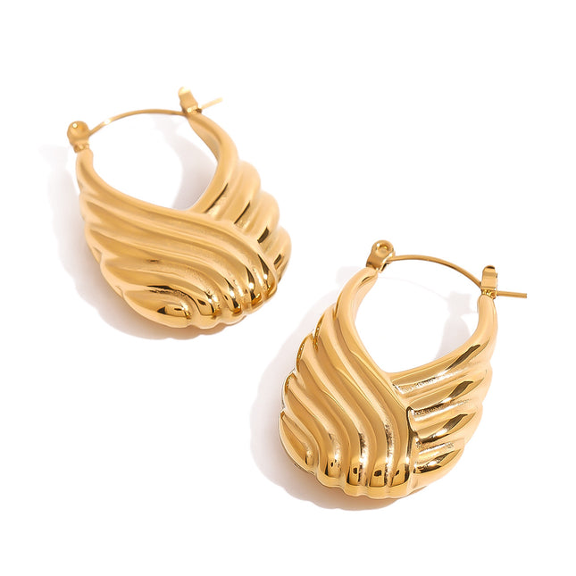 Jieding European and American stainless steel thread satchel earrings are niche design sense creative earrings personalized fashion earrings