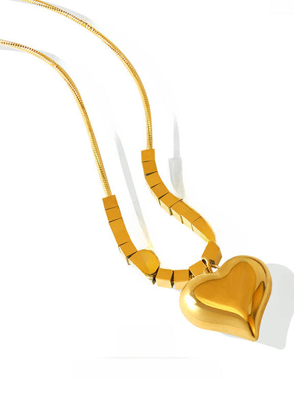 Mystery ins Korean new trendy love snake bone chain retro sense versatile niche design sense peach heart pendant necklace