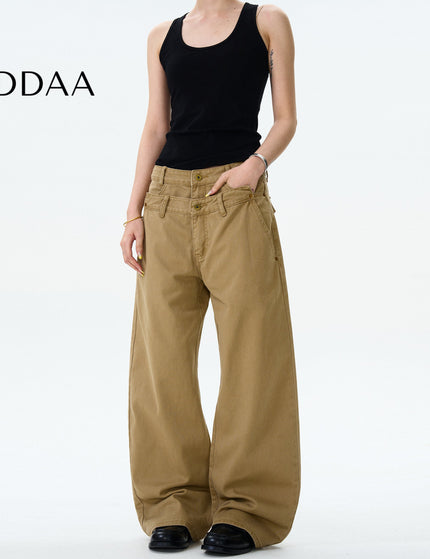 Blue Double Waist Vintage Jeans for Men and Women - S / Khaki - Men’s Jeans