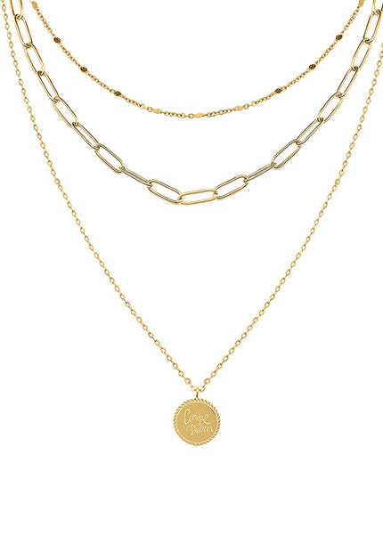 European and American versatile cold wind English alphabet medallion pendant necklace cross-border hot-selling titanium steel clavicle chain jewelry