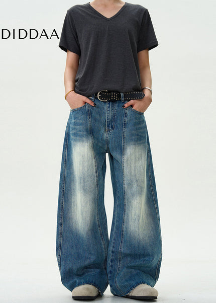 Blue Deconstructed Casual Scimitar Jeans - Men’s Jeans