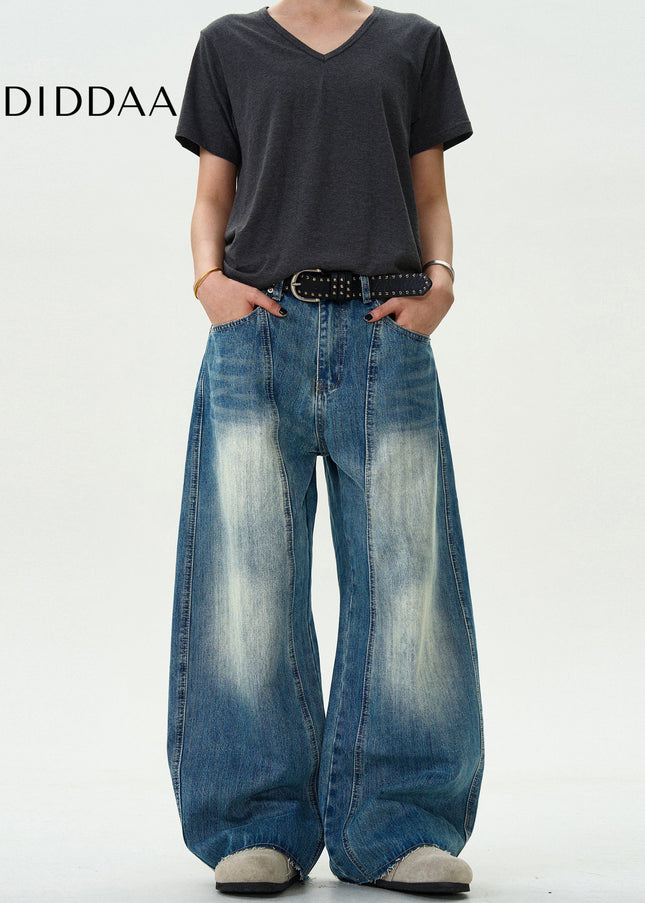 Blue Deconstructed Casual Scimitar Jeans - Men’s Jeans