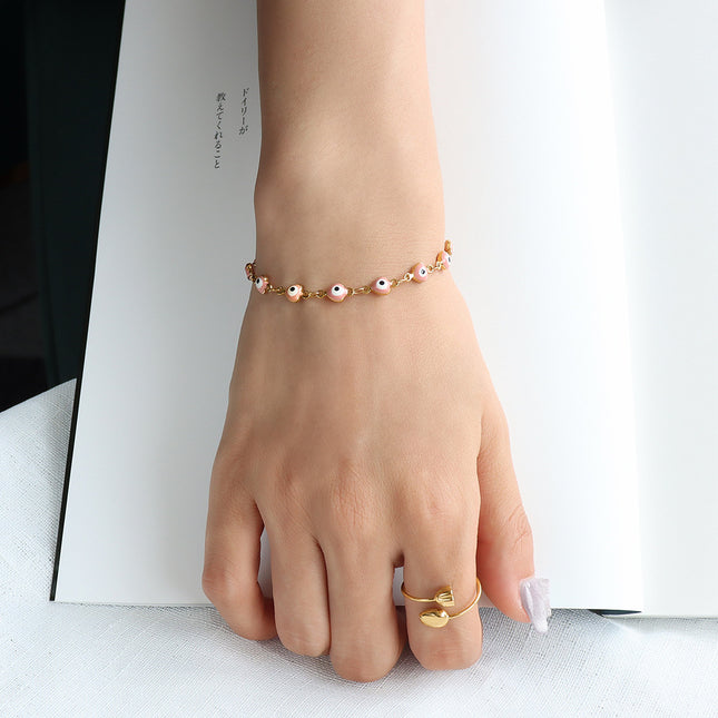 European and American bracelet dripping oil pink small fish bracelet titanium steel 18k gold hand ornament girlfriend gift E249