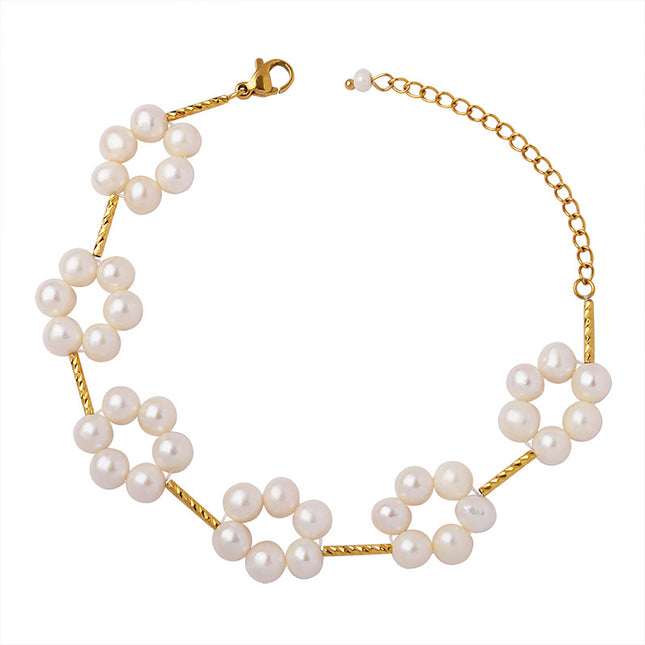 French niche design, palace style, baroque freshwater pearl bracelet, copper material, fashion, personality bracelet jewelry