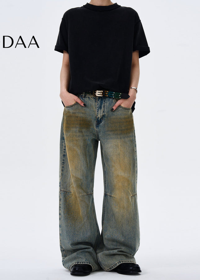 Light Blue Distressed Baggy Straight Jeans for Men and Women - S / Vintage Blue - Men’s Jeans