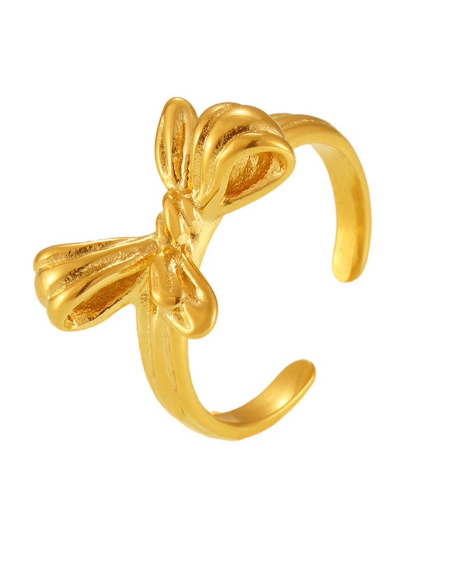 Mystery Li, European and American ins style niche bow open ring, stainless steel, vacuum plating, beautiful girl's index finger ring