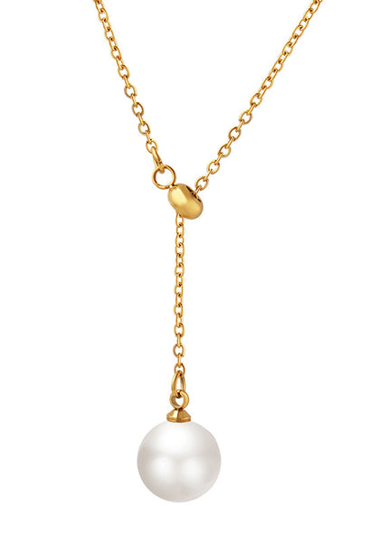 Hong Kong style ins, trendy gentle and pleasant, imitation pearl draw-on buckle design, tassel adjustable, a variety of wearing necklaces