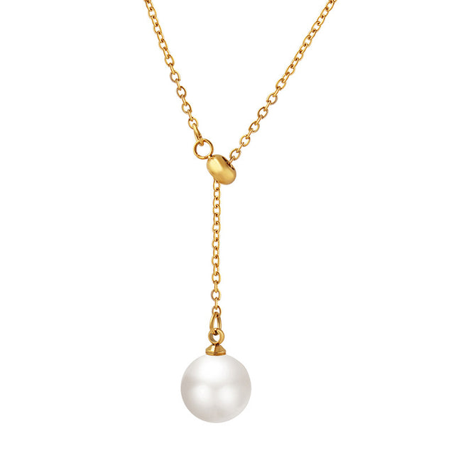 Hong Kong style ins, trendy gentle and pleasant, imitation pearl draw-on buckle design, tassel adjustable, a variety of wearing necklaces