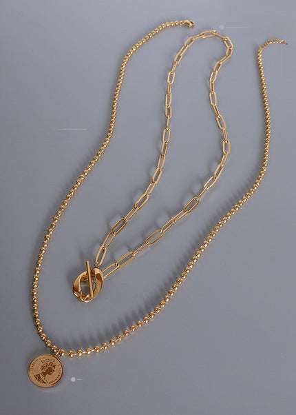Marka Authorized Titanium Steel Haute Couture Color Retention Necklace OT Clasp Queen Double Clavicle Necklace P1028 Elegant