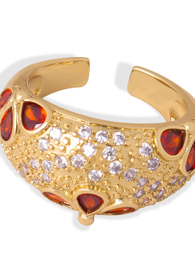 European and American new palace style retro light luxury copper material inlaid with zircon open ring fashion high-end jewelry women