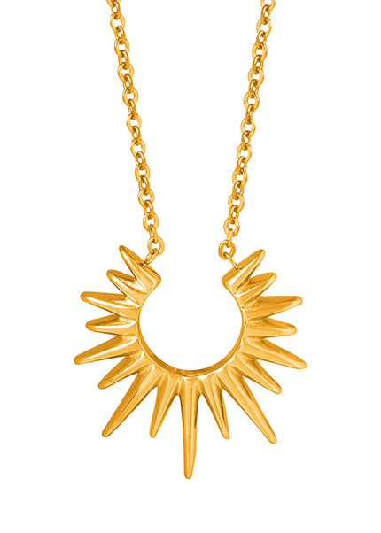 Personality, niche cold wind, unique geometric radiant pendant, fashionable, simple, versatile, titanium steel gold-plated necklace
