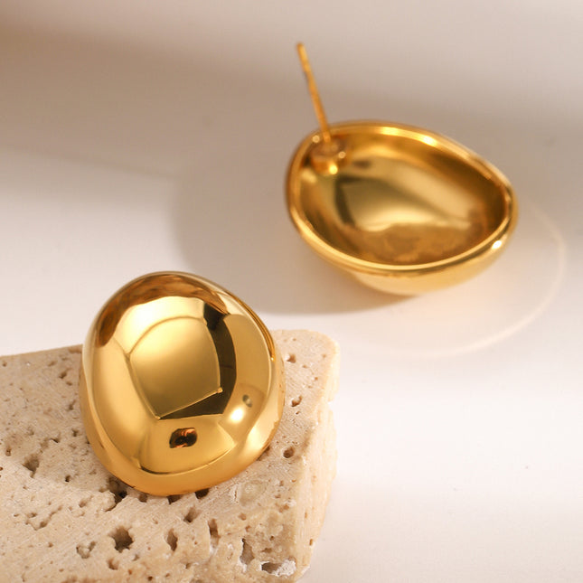 Jieding European and American stainless steel circle stud earrings luxury ins earrings 18k gold-plated titanium steel earrings cross-border jewelry