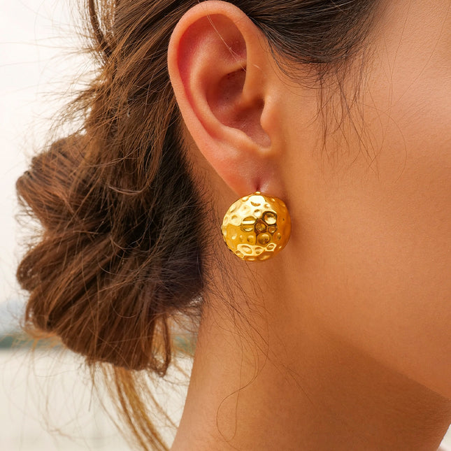 INS French new titanium steel earrings big brand same spherical hammer pattern zirconium gold earring earrings jewelry women