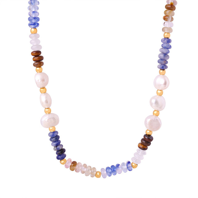 New retro luxury baroque freshwater pearl natural stone abacus beads handmade beaded necklace jewelry women