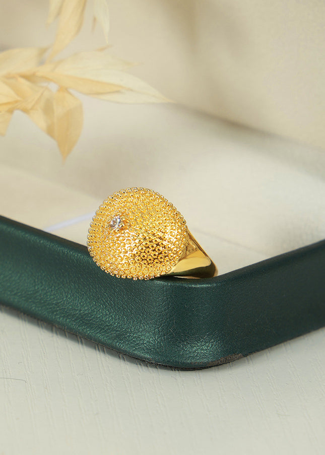 Cross-border new personality fashion, cold style, simple copper material, polka dot texture, inlaid zircon open ring jewelry, women