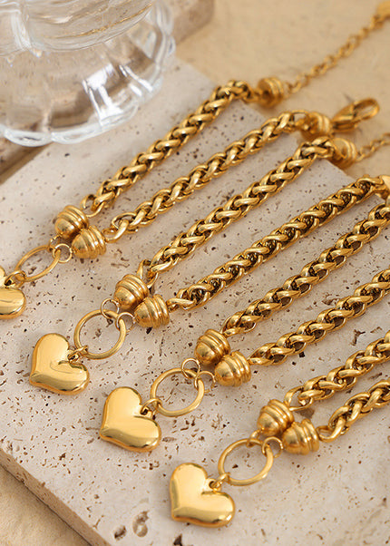 Personality niche ins style geometric chain braided winding design love pendant titanium steel romantic elegant bracelet