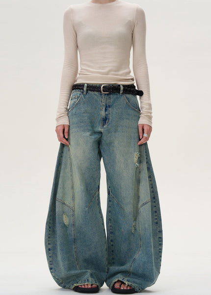 Vintage Wash Distressed Wide Leg Jeans for Men and Women - Men’s Jeans