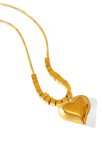 Mystery ins Korean new trendy love snake bone chain retro sense versatile niche design sense peach heart pendant necklace