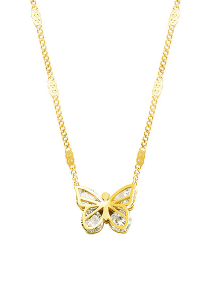 European and American ins style light luxury fashion all-match butterfly zircon necklace titanium steel plated 18K real gold fashion collarbone necklace