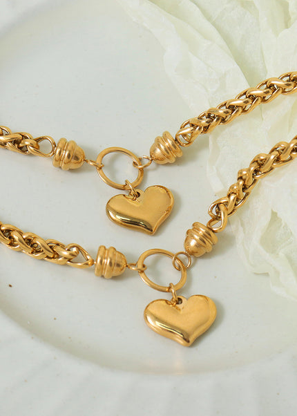 Personality niche ins style geometric chain braided winding design love pendant titanium steel romantic elegant bracelet