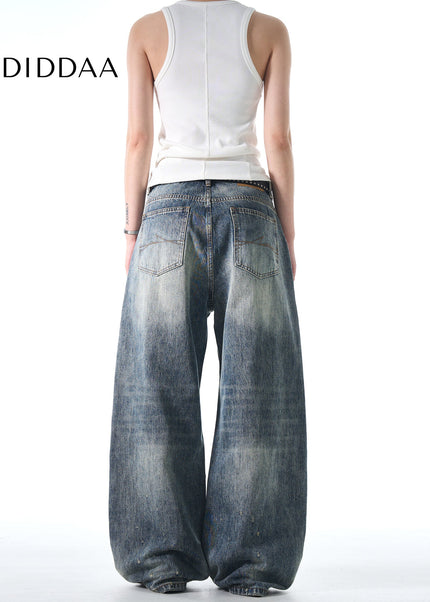 Blue Distressed Loose Straight Leg Jeans for Men and Women - Men’s Jeans