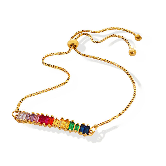 European and American ins style neutral minimalist send lover color zircon bracelet emerging non-fading texture titanium steel gold-plated chain