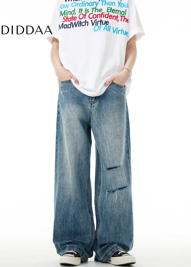 Blue Ripped Loose Fit Jeans for Men and Women - Men’s Jeans
