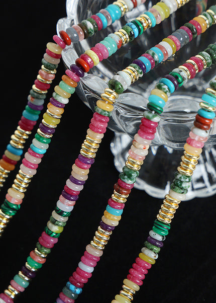 European and American new high-end national style light luxury personality natural stone abacus beads handmade beaded necklace jewelry women