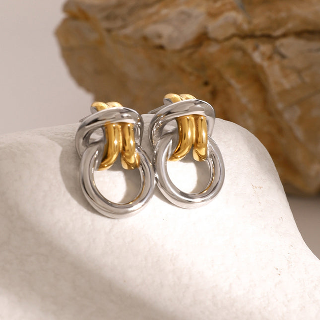 Jieding cross-border European and American stainless steel earrings high-end ins metal jewelry titanium steel electroplating does not fade stud earrings women