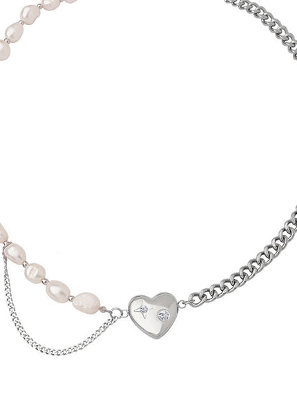 Titanium steel light luxury cold wind titanium steel love pendant necklace does not fade niche design bracelet jewelry set ornaments