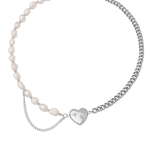 Titanium steel light luxury cold wind titanium steel love pendant necklace does not fade niche design bracelet jewelry set ornaments
