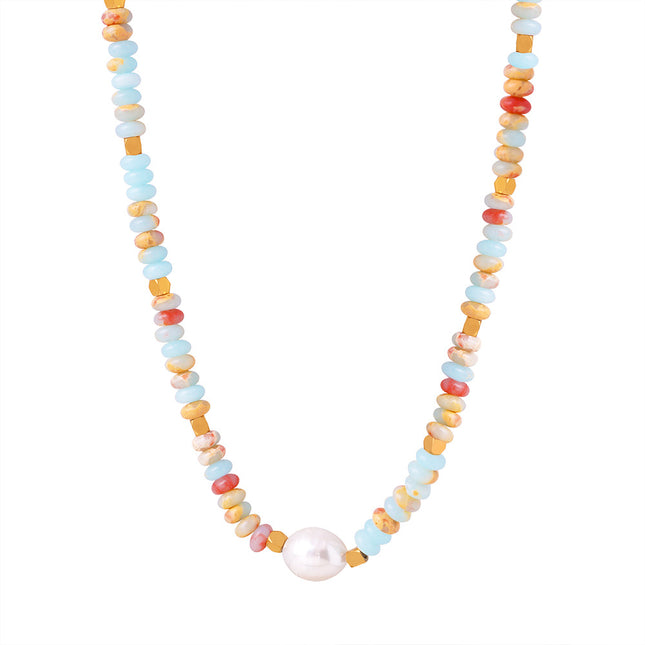 Cross-border new creative niche retro palace style gorgeous fashion hand-beaded clavicle chain pearl light luxury necklace