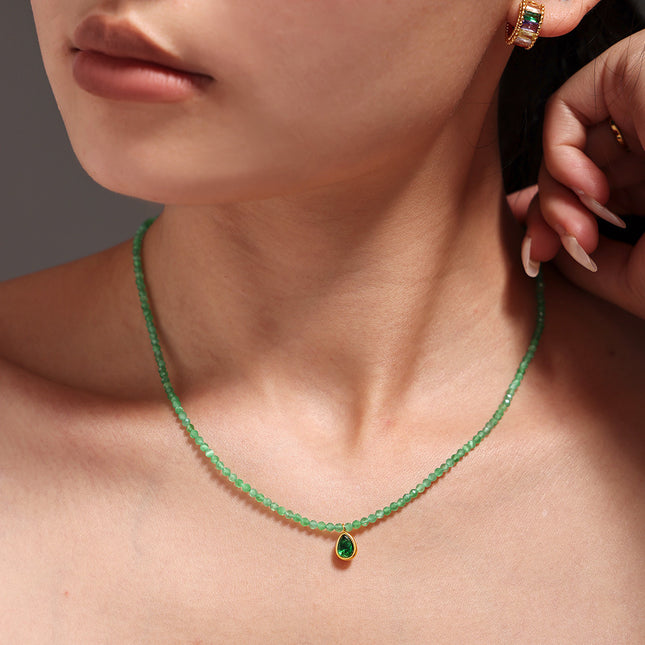 Mystery jewelry, natural stone, beads, emeralds, opal, water drops, pendants, stainless steel clavicles, national tide necklaces in stock