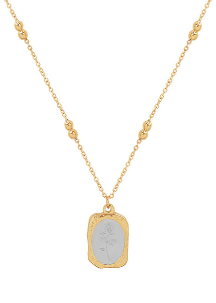 French ins cold wind light luxury magic mirror rose necklace female simple trend titanium steel plated 18K real gold clavicle chain
