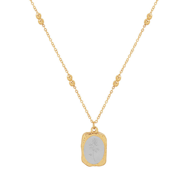 French ins cold wind light luxury magic mirror rose necklace female simple trend titanium steel plated 18K real gold clavicle chain