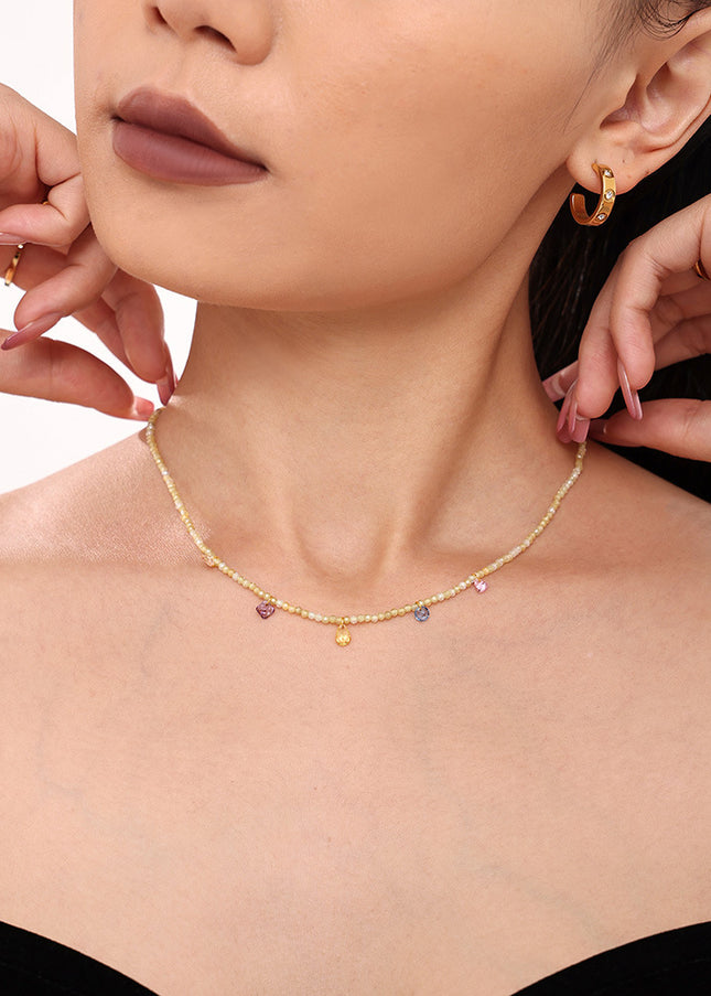 Mystery dopamine zircon handmade natural stone beaded clavicle necklace small fresh girl niche accessories spot