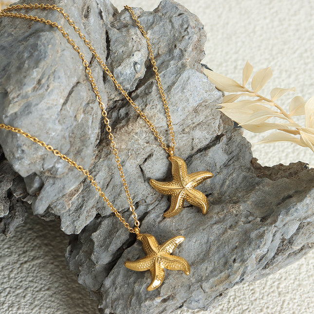 European and American cross-border new fashion resort style niche clavicle necklace starfish pendant 18K gold non-fading necklace women