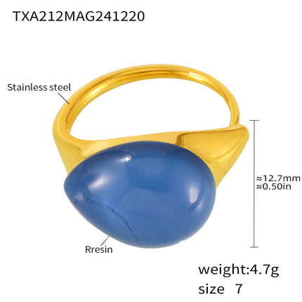 Mili high-quality multi-color droplet resin opening adjustable stainless steel rings in Europe and the United States cross-border spot supply